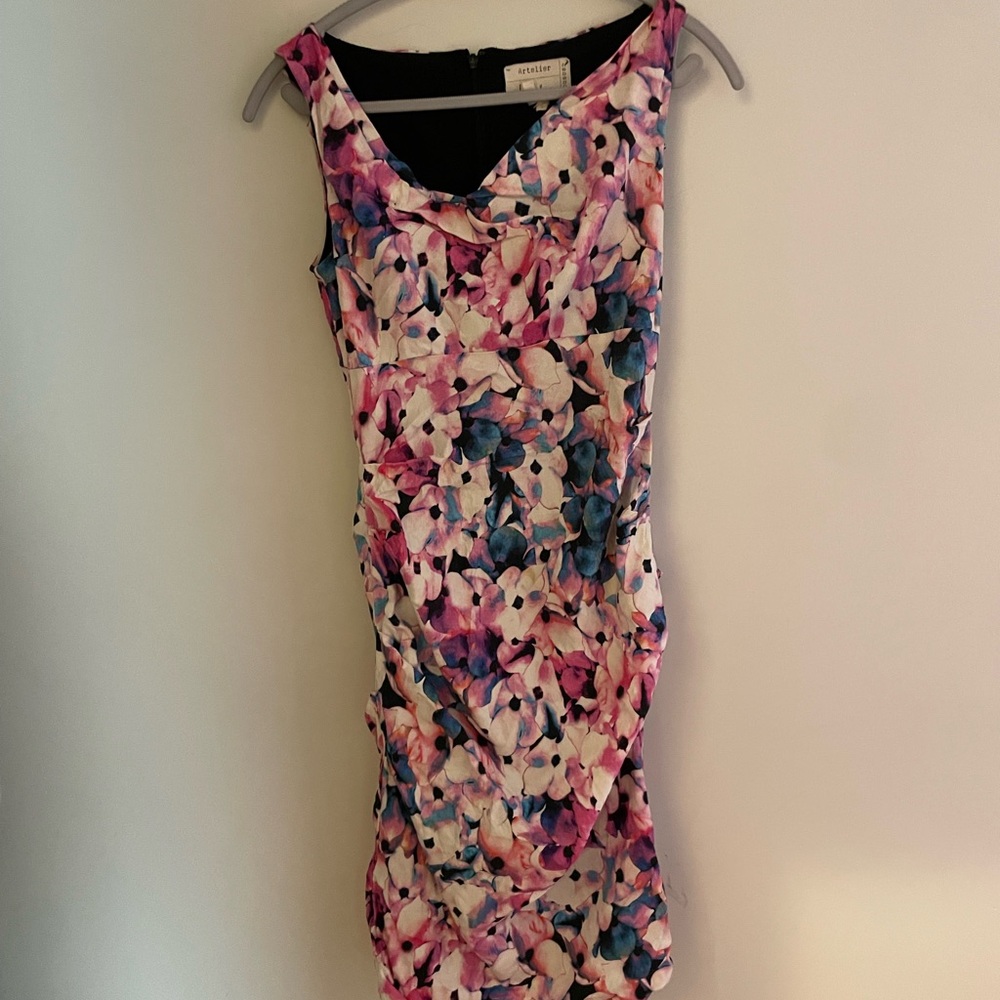Sleeveless Floral Dress by Michael Kors - Pink and Blue